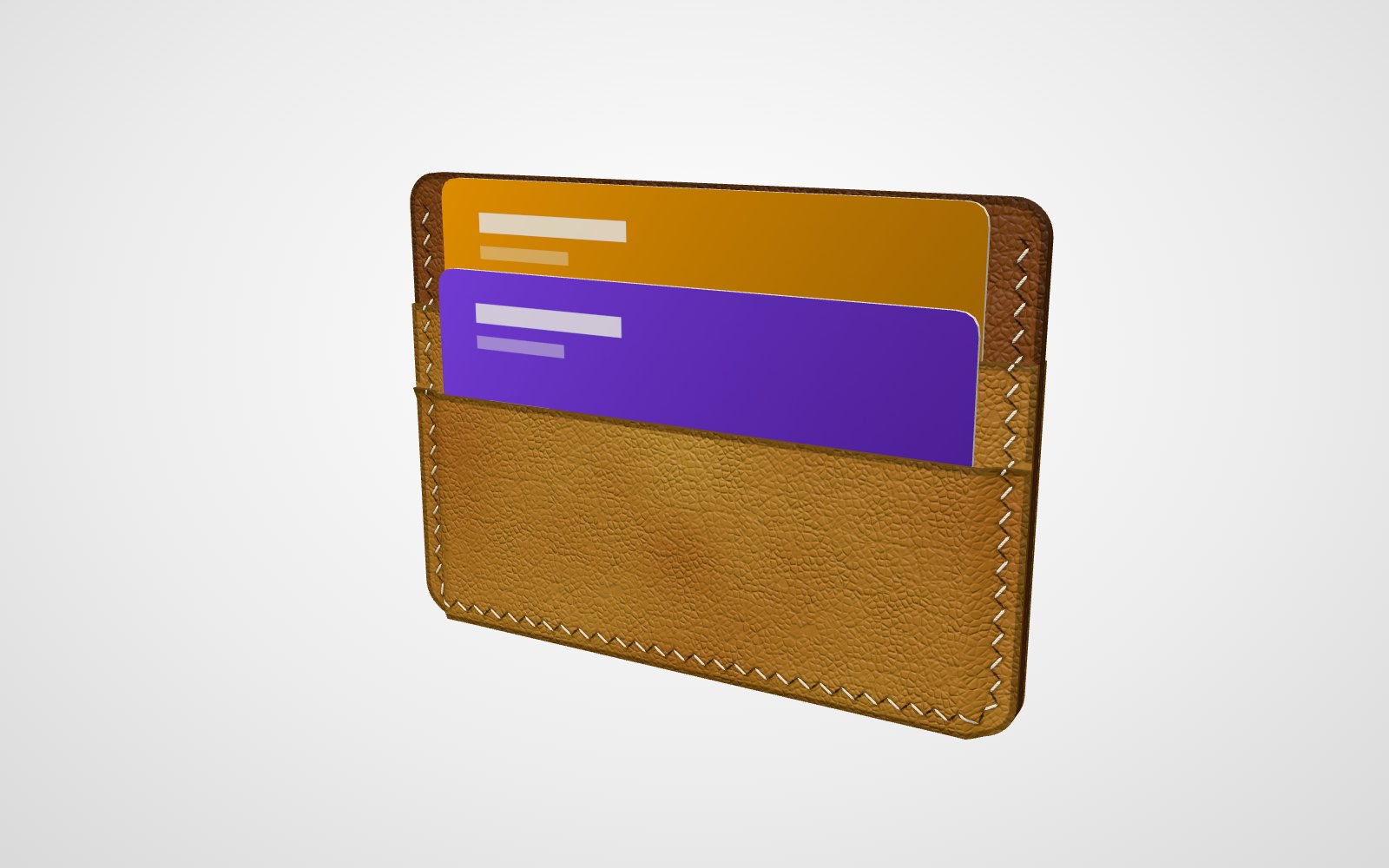 Leather card holder pattern, the wallet shown in 3D